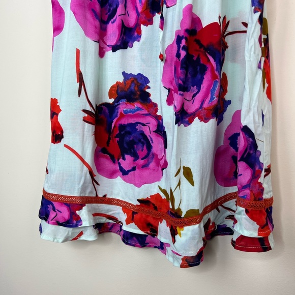 E by Eloise Mint Floral Blouse, Small - Picture 3 of 7